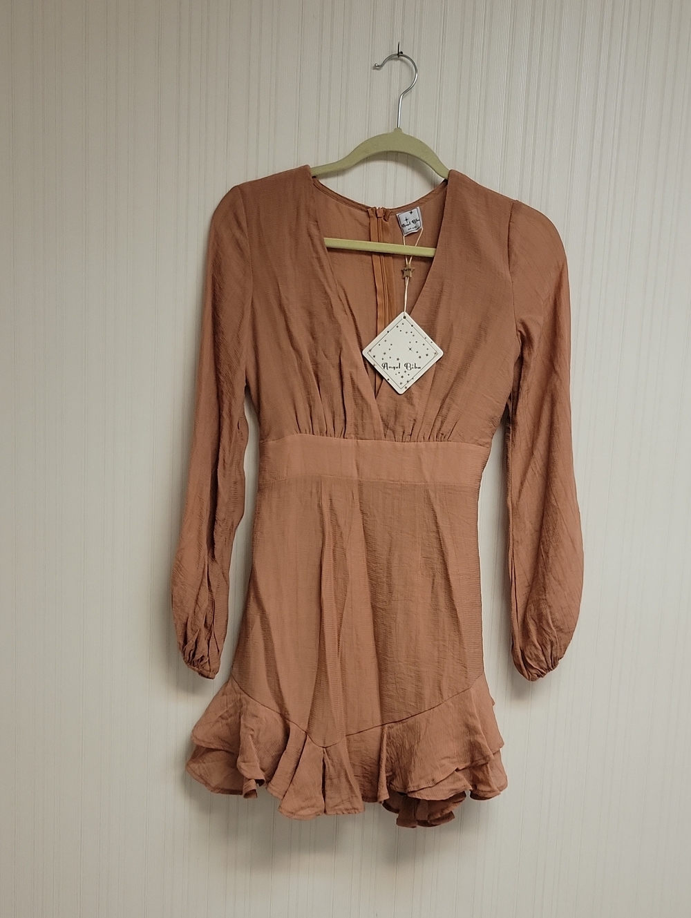 Angel Biba Rust Long Sleeve Tiered Ruffle Me Oh My Dress XS New Fall Prairie